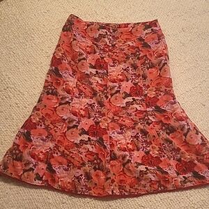 Vintage Floral Velvet Skirt with Buttons & Lace Trim Size Medium
